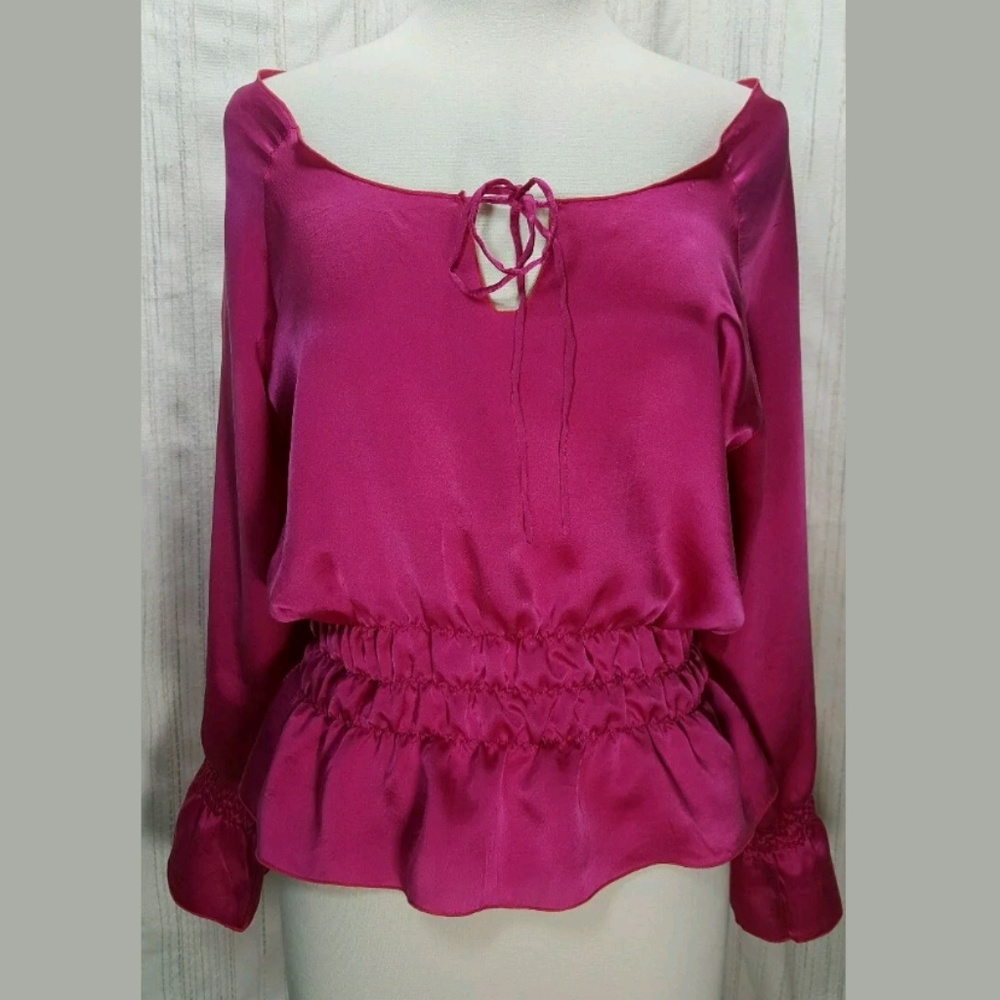 Indah Silk Lima Peasant Top Size Medium